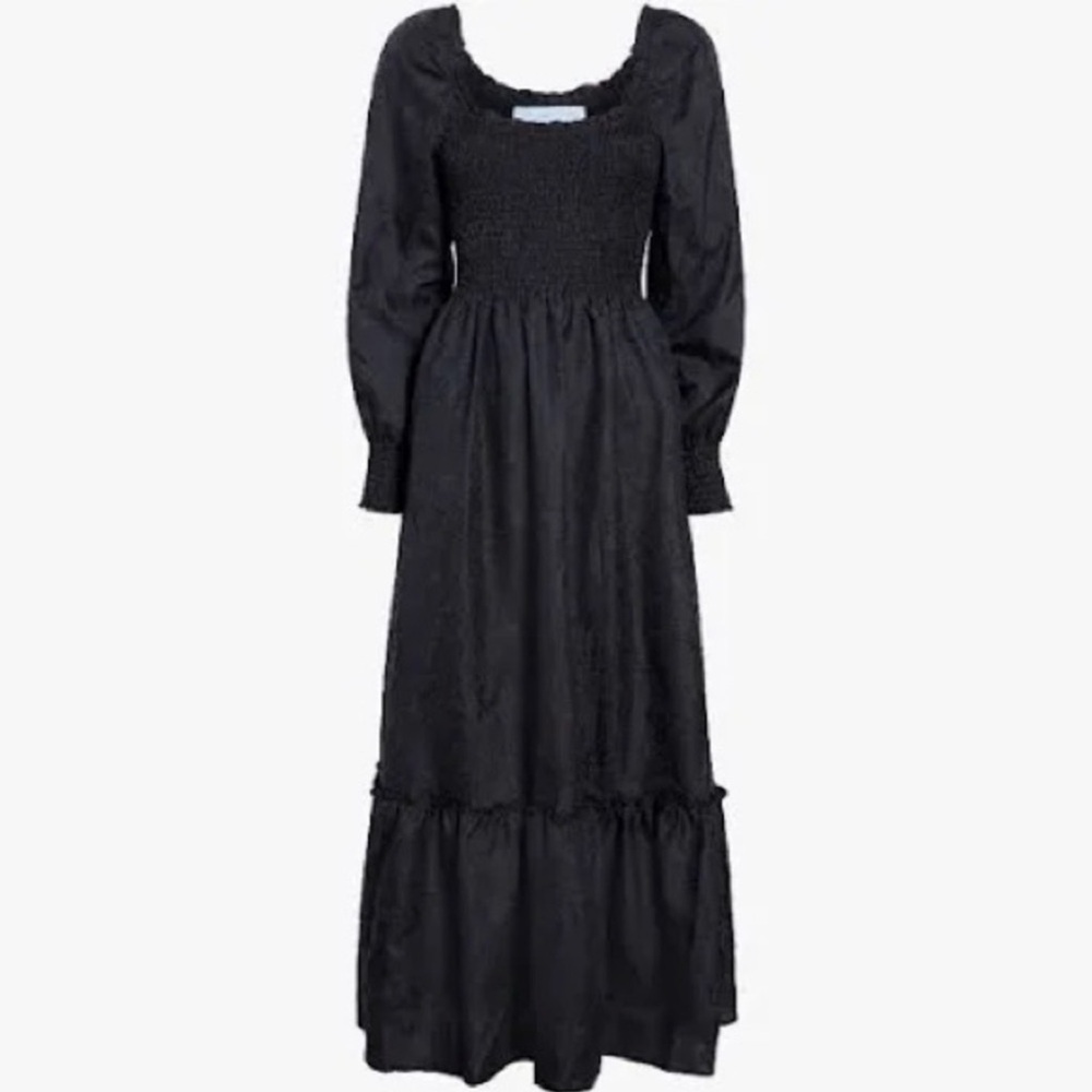 Hill House The Emily Nap Dress Black Crushed Taffeta XS